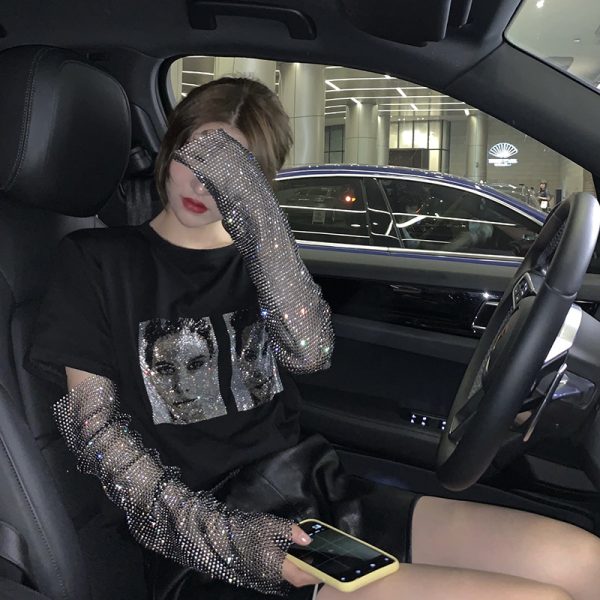 ⁦Spangled long sleeve fake two T-shirts⁩ - الصورة ⁦3⁩
