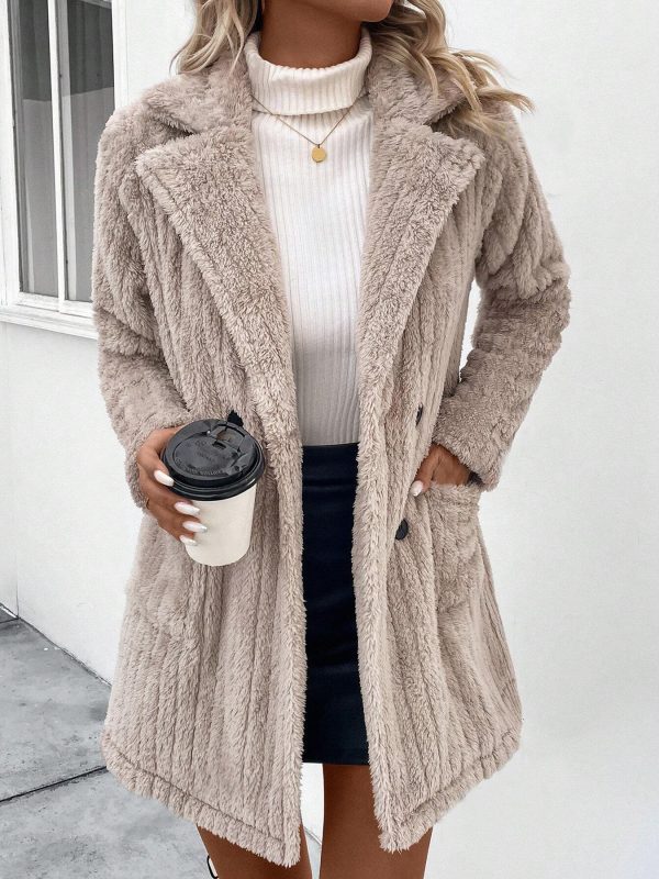 ⁦Double-sided Plush Lapel Cardigan Casual Top Coat⁩ - الصورة ⁦4⁩