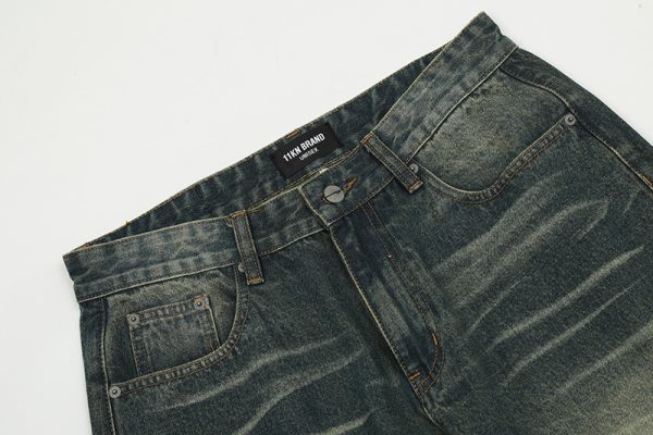 ⁦American Retro Washed Worn Jeans Men⁩ - الصورة ⁦4⁩
