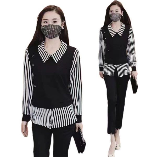 ⁦Western Style Youthful-looking Fake Two Pieces Shirts Ladies⁩ - الصورة ⁦5⁩