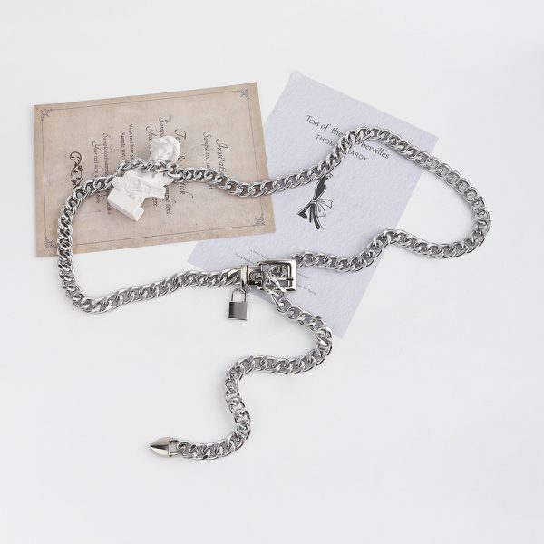 ⁦New Hip Hop Fashion For Men And Women Metal Waist Chain Padlock Pendant Versatile Jeans Skirt Accessories Thick Chain⁩ - الصورة ⁦3⁩