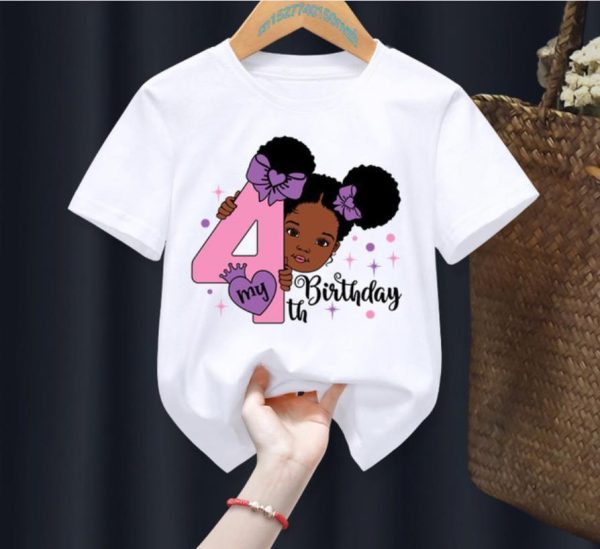 ⁦Princess Birthday Digital Printing Girl's T-shirts Children's Short Sleeve⁩ - الصورة ⁦4⁩
