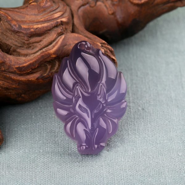 ⁦Agate Fox Pendant Chalcedony Nine Tail Fox Jade Pendant Men And Women Necklace Jade Pendant Jewelry Accessories Wholesale⁩ - الصورة ⁦3⁩