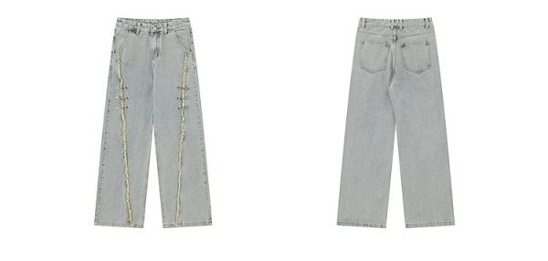 ⁦RetroBuckle Raw Hem Jeans Men⁩ - الصورة ⁦9⁩