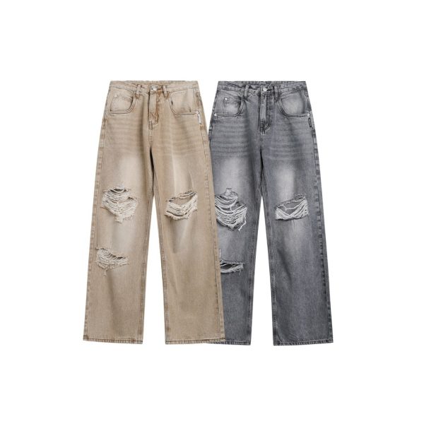⁦Retro Tattered Jeans Jeans For Men And Women⁩ - الصورة ⁦4⁩