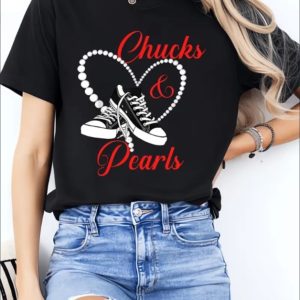 CHUCKS PEARLS Ladies' Casual Loose Short Sleeves, T-shirts, Basic Tops, Unique Rest, Holiday Gifts Are Preferred, Suitable For Women's Wear In Spring And Summer, Teenagers And Girls
