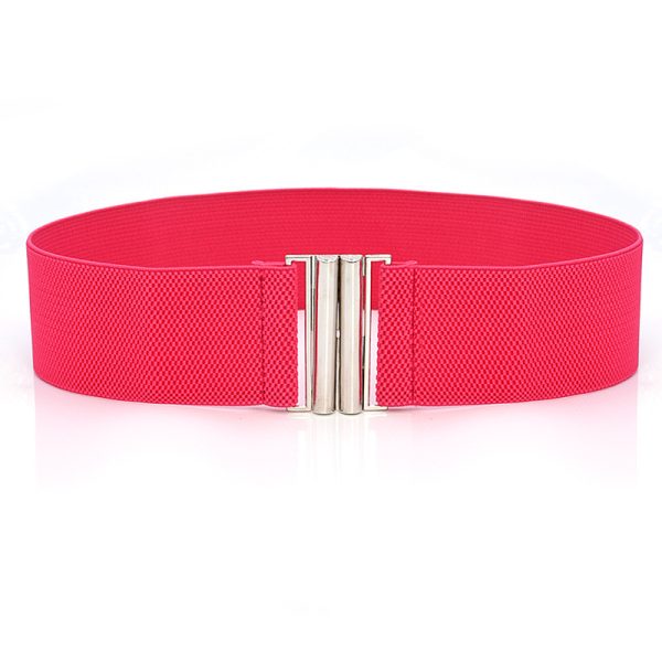 ⁦Elastic Elastic Silver Buckle Wide Belt Decorated Skirt Accessories⁩ - الصورة ⁦9⁩