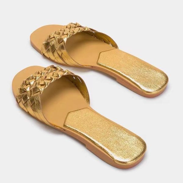 ⁦Frosted Brown Viscose Shoes Microfiber Pointed Toe Low Heel Low Top Flats⁩ - الصورة ⁦5⁩