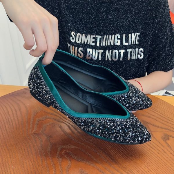 ⁦Sequins Flats Pointed Toe Flat Slip-on Shoes⁩ - الصورة ⁦5⁩