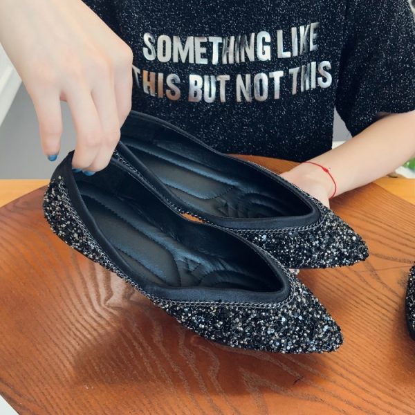 ⁦Sequins Flats Pointed Toe Flat Slip-on Shoes⁩ - الصورة ⁦6⁩