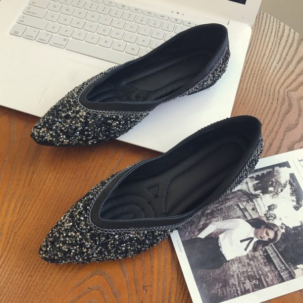⁦Sequins Flats Pointed Toe Flat Slip-on Shoes⁩ - الصورة ⁦7⁩