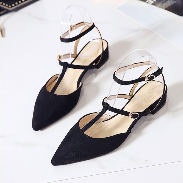 ⁦Spring new low-heeled low-heel buckle lace-up shoes flats⁩ - الصورة ⁦3⁩