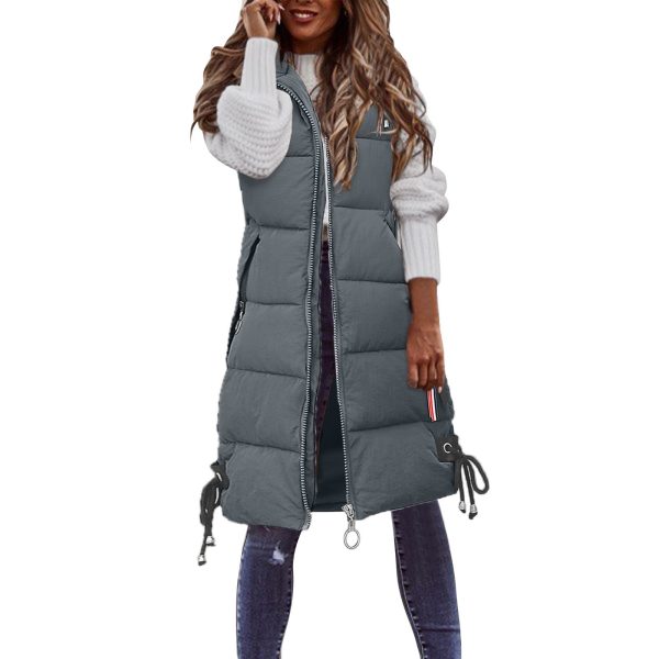 ⁦Women's Casual Mid-length Cotton Clothing Vest Coat⁩ - الصورة ⁦3⁩