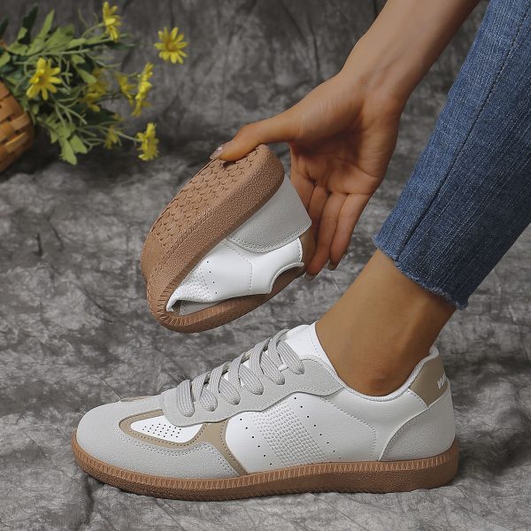 ⁦New Colorblock Lace-up Flats Shoes Fashion Breathable Hollow Slip On Casual Shoes For Women⁩ - الصورة ⁦6⁩