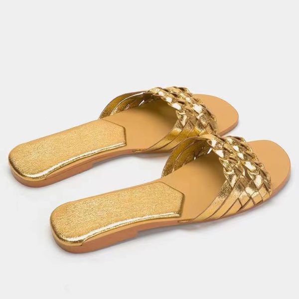 ⁦Frosted Brown Viscose Shoes Microfiber Pointed Toe Low Heel Low Top Flats⁩ - الصورة ⁦3⁩