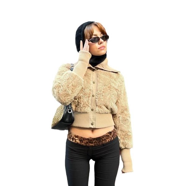 ⁦European And American Street Style Short Furry Coat⁩ - الصورة ⁦5⁩
