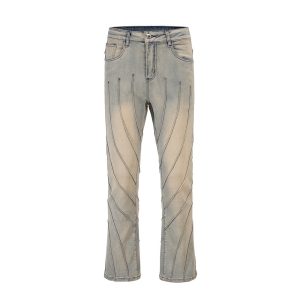 Topstitching Brushed White Jeans For Men