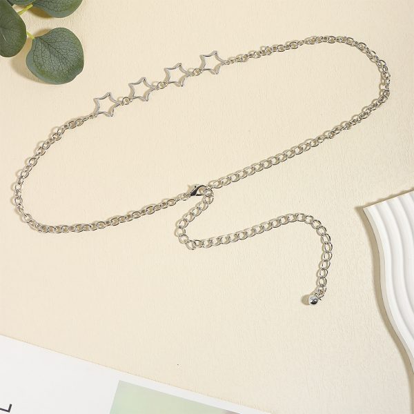 ⁦Simple Fashion Men And Women Star Metal Waist Chain Sexy Cutout Five-pointed Star Body Chain Jeans Dress Accessories⁩ - الصورة ⁦9⁩