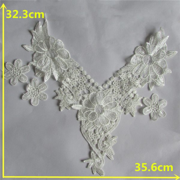 ⁦Black Embroidery Collar Venise Sequin Floral Embroidered Applique Lace Neckline Garment Accessories⁩ - الصورة ⁦7⁩