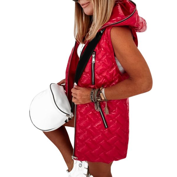 ⁦Winter Warm Vest Jackets Solid Colour Long Hoodies Coats⁩ - الصورة ⁦4⁩