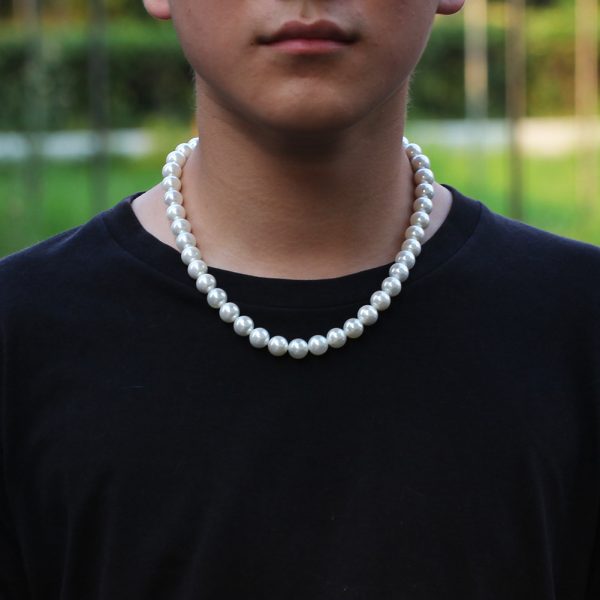 ⁦Simple Cross 8-10mm Pearl Necklace Trendy Accessories For Men And Women⁩ - الصورة ⁦7⁩