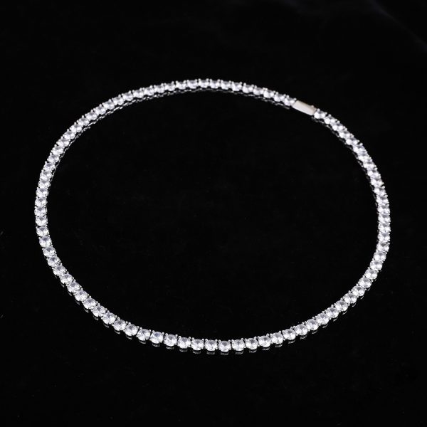⁦4mm Zircon Tennis Necklace Men And Women Couple Light Luxury Fashionista Accessories All-match Necklace⁩ - الصورة ⁦4⁩