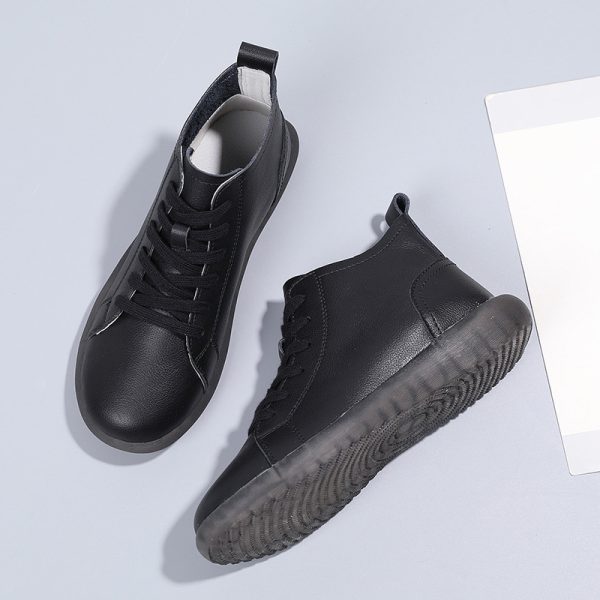 ⁦Womens Bots Shoes Flats Ankle Boots Leather Oxford⁩ - الصورة ⁦3⁩