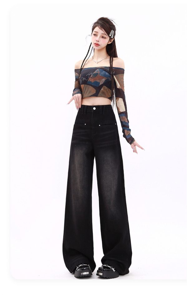 ⁦Retro Washed Straight Jeans For Women⁩ - الصورة ⁦10⁩