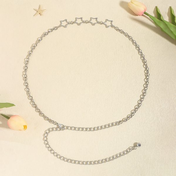 ⁦Simple Fashion Men And Women Star Metal Waist Chain Sexy Cutout Five-pointed Star Body Chain Jeans Dress Accessories⁩ - الصورة ⁦6⁩