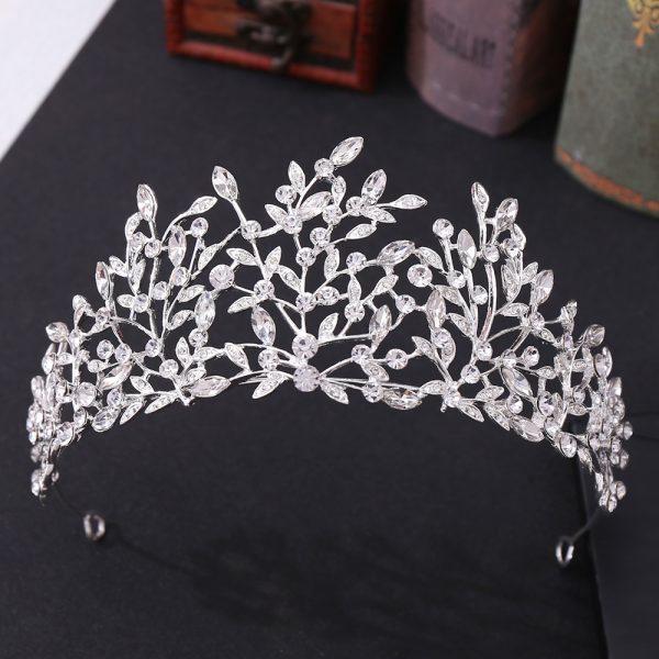 ⁦Vintage Rhinestone Headdress Crown Alloy Hair Accessories Stage Party Accessories⁩ - الصورة ⁦8⁩