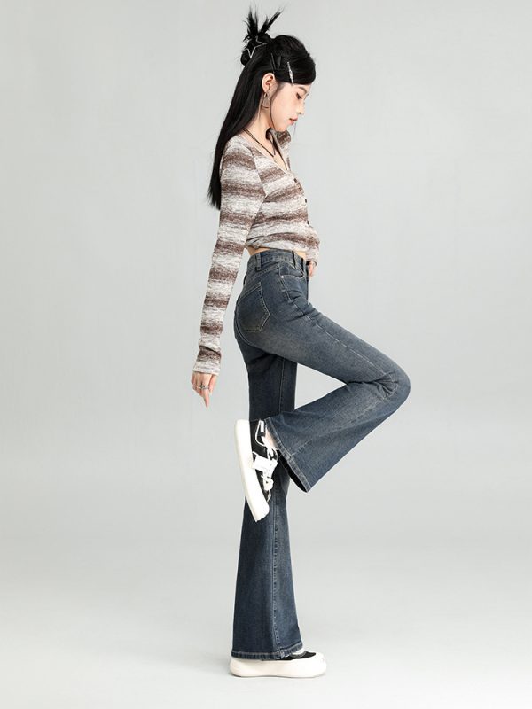 ⁦Fashion Cement Gray Jeans For Women⁩ - الصورة ⁦4⁩