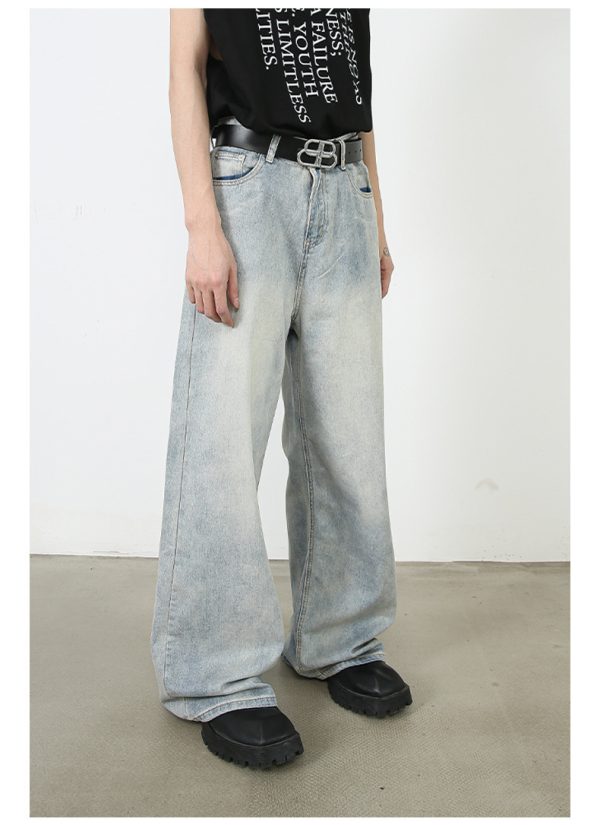 ⁦American Retro Washed Straight Jeans Men⁩ - الصورة ⁦9⁩