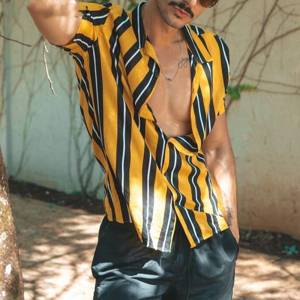 ⁦Soft Shirts For Men Shirt Mens Summer Streetwear Casual⁩ - الصورة ⁦3⁩