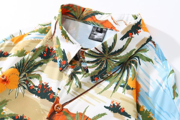 ⁦Thai Style Floral Shirt Men And Women Trendy Shirts⁩ - الصورة ⁦5⁩