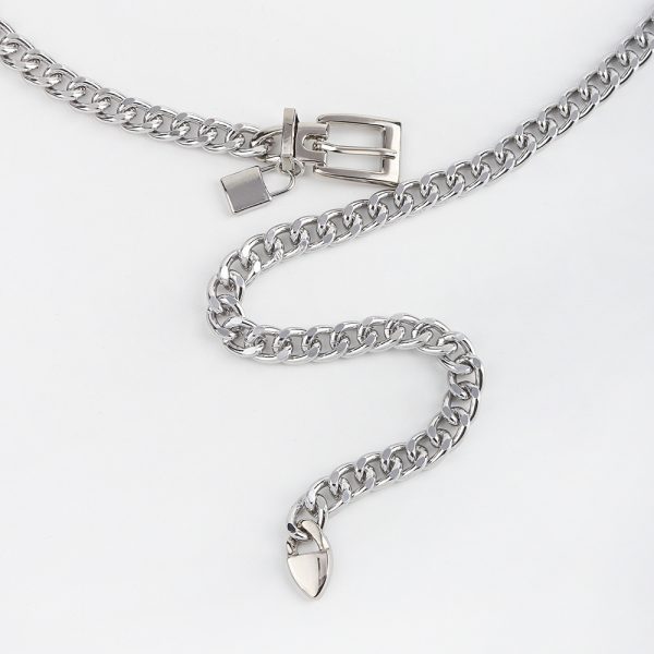 ⁦New Hip Hop Fashion For Men And Women Metal Waist Chain Padlock Pendant Versatile Jeans Skirt Accessories Thick Chain⁩ - الصورة ⁦9⁩