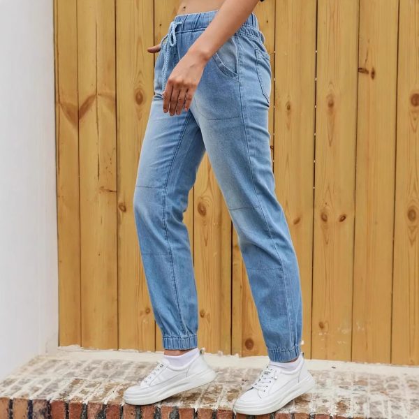 ⁦Elastic Waistband Jeans For Women⁩ - الصورة ⁦3⁩