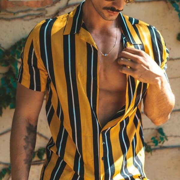 ⁦Soft Shirts For Men Shirt Mens Summer Streetwear Casual⁩ - الصورة ⁦5⁩