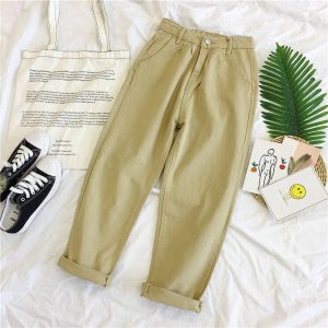 Ladies high waist straight jeans