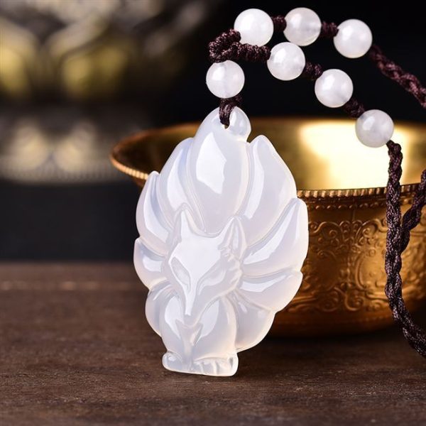 ⁦Agate Fox Pendant Chalcedony Nine Tail Fox Jade Pendant Men And Women Necklace Jade Pendant Jewelry Accessories Wholesale⁩ - الصورة ⁦5⁩