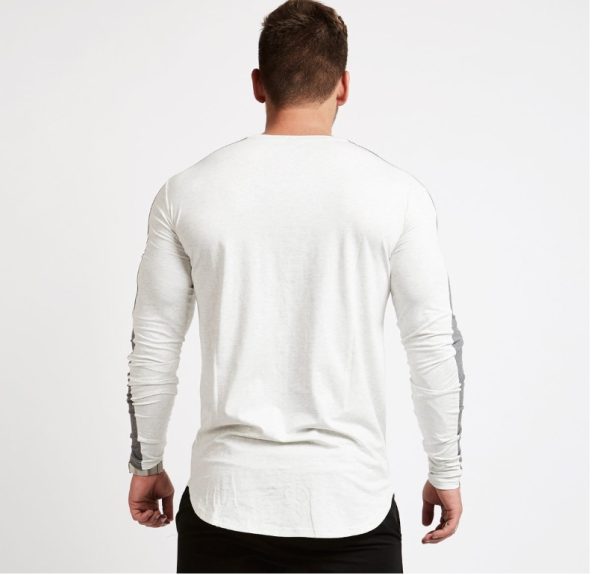 ⁦Brand Men fashion t shirt  Slim shirts male Tops Leisure Bodybuilding Long Sleeve⁩ - الصورة ⁦2⁩