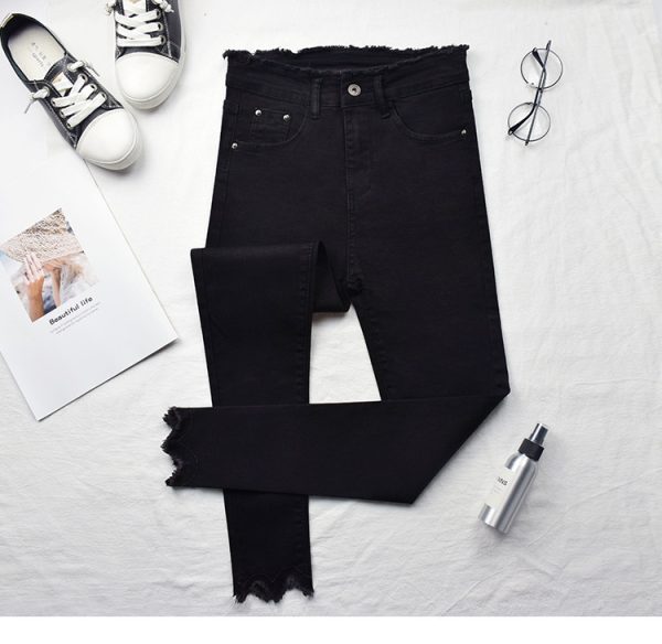 ⁦High-rise jeans female nine-point trousers⁩ - الصورة ⁦3⁩