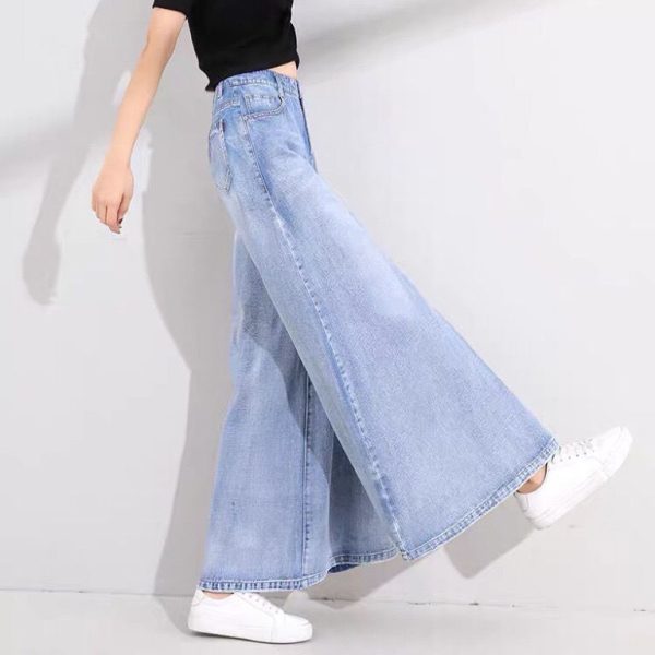 ⁦Drop Wide Leg Jeans Skirt Women⁩ - الصورة ⁦4⁩