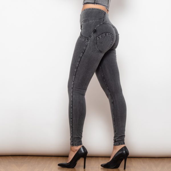 ⁦Shascullfites Melody Grey Lift Jeggings Button Up Women Jeans Butt Lift Jeans Women Pants Shaping Jeans High Waist Pencil Pants⁩ - الصورة ⁦6⁩