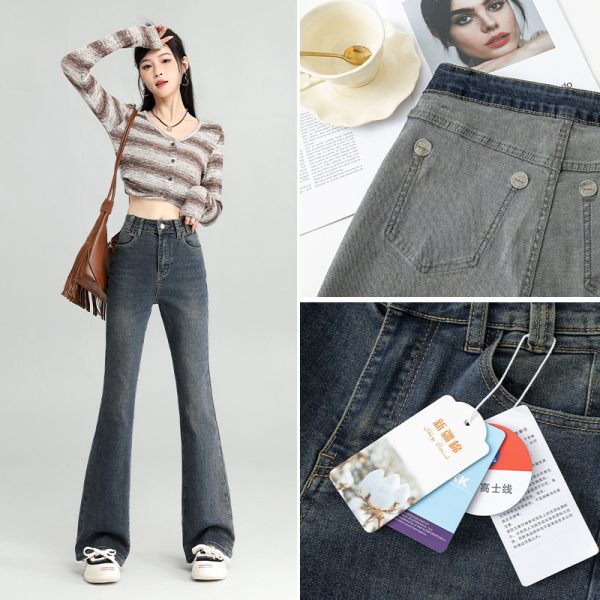 ⁦Fashion Cement Gray Jeans For Women⁩ - الصورة ⁦2⁩