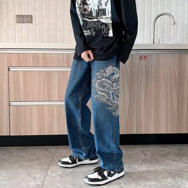 ⁦Loose Embroidered Jeans For Men⁩ - الصورة ⁦3⁩