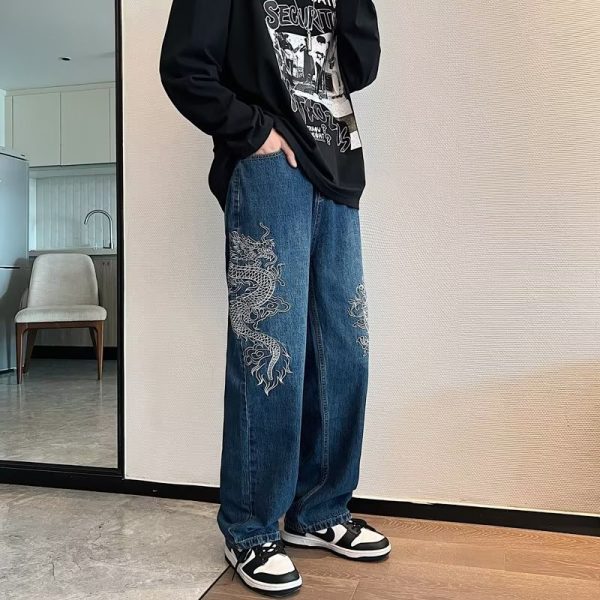 ⁦Loose Embroidered Jeans For Men⁩ - الصورة ⁦4⁩