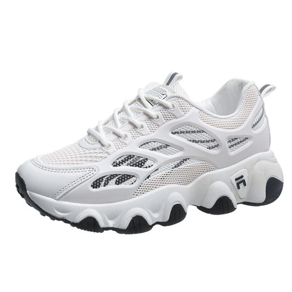 ⁦Women's Sneakers Lace-up Mesh Running Sports Shoes Wave Sole Flats Shoes⁩ - الصورة ⁦8⁩