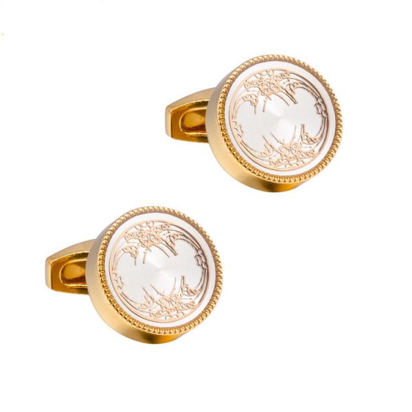 ⁦Round CD Accessories Enamel Cufflinks For Men⁩ - الصورة ⁦2⁩