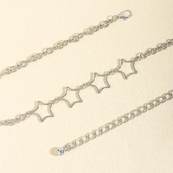 ⁦Simple Fashion Men And Women Star Metal Waist Chain Sexy Cutout Five-pointed Star Body Chain Jeans Dress Accessories⁩ - الصورة ⁦8⁩