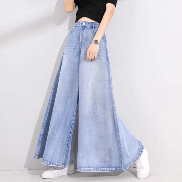 ⁦Drop Wide Leg Jeans Skirt Women⁩ - الصورة ⁦5⁩